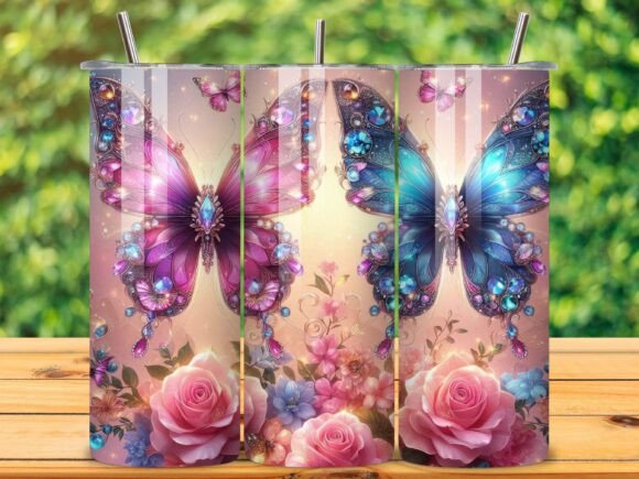 3D Butterfly Floral Tumbler Wrap V.4: Elegant Design