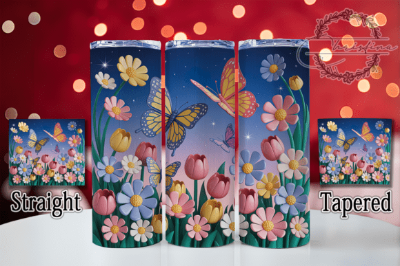 3D Colorful Butterfly Tumbler