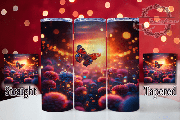 3D Elegant Floral Butterfly Tumbler: A Vibrant Design Asset