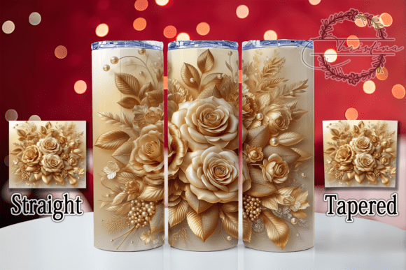 3D Gold Metallic Rose Tumbler Design: Elevate Your Projects
