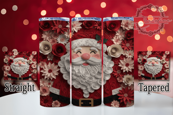 3D Paper Flower Santa Tumbler: A Festive Design Asset