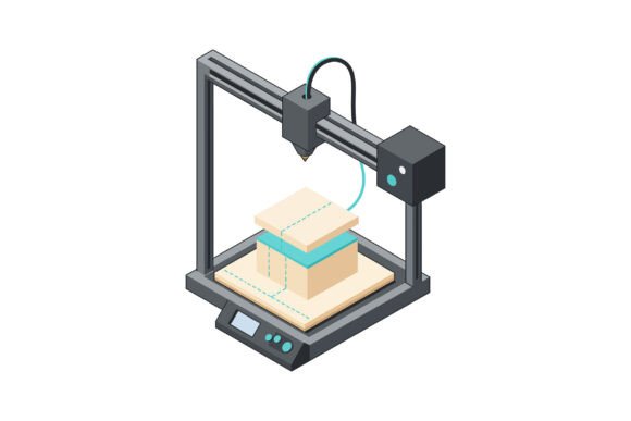3D Printer Creating a Beige Box with Blu: A Modern Design Asset