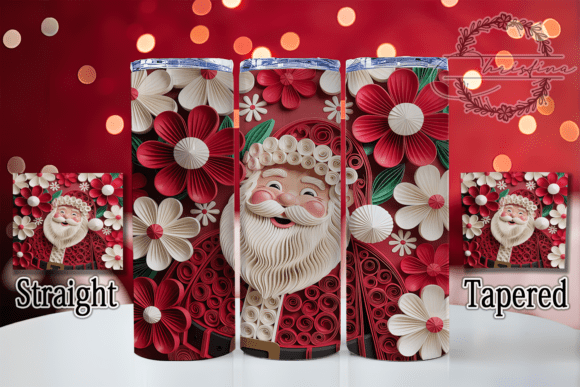 3D Red Santa Christmas Tumbler Design for Festive Projects