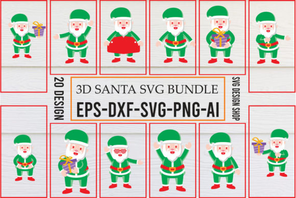 3D Santa SVG Bundle: Festive Craft Designs