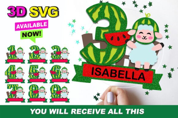 Adorable Baby Sheep Watermelon Cake Topper & Design Files