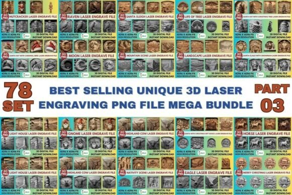 Amazing 3D Laser Engrave PNG Bundle