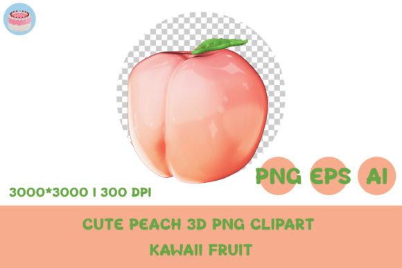 Cute Peach 3D PNG Clipart Kawaii: A Sweet Design Asset