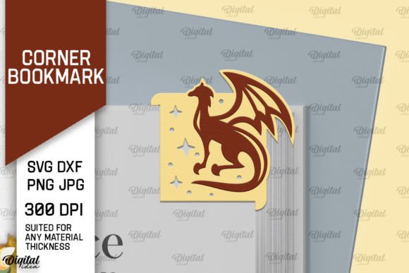 Dragon Corner Bookmark Paper Cut: Digital Crafting Designs